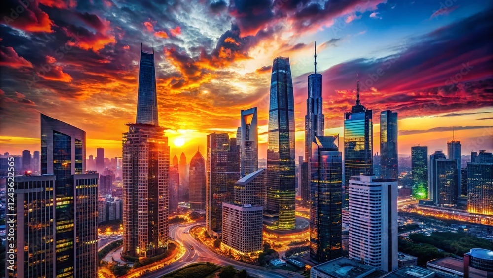 Obraz premium Silhouette of Modern Architectural Structures & Materials: Advanced Color Palette