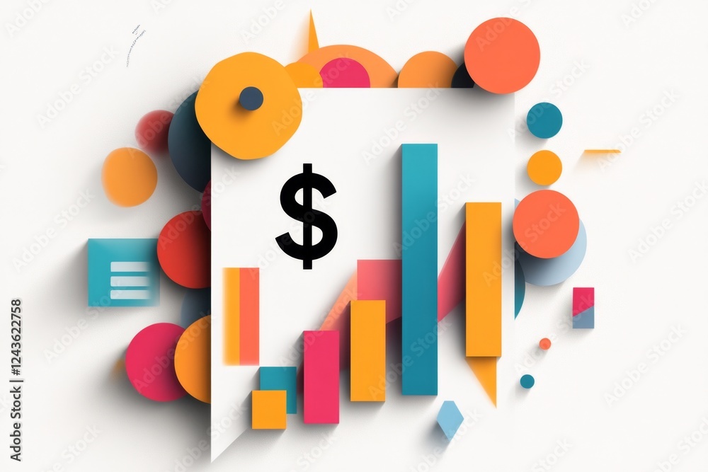 A clean minimalist icon of a financial document with a dollar sign and bar chart A clean minimalist icon of a financial document with a dollar sign and bar chart