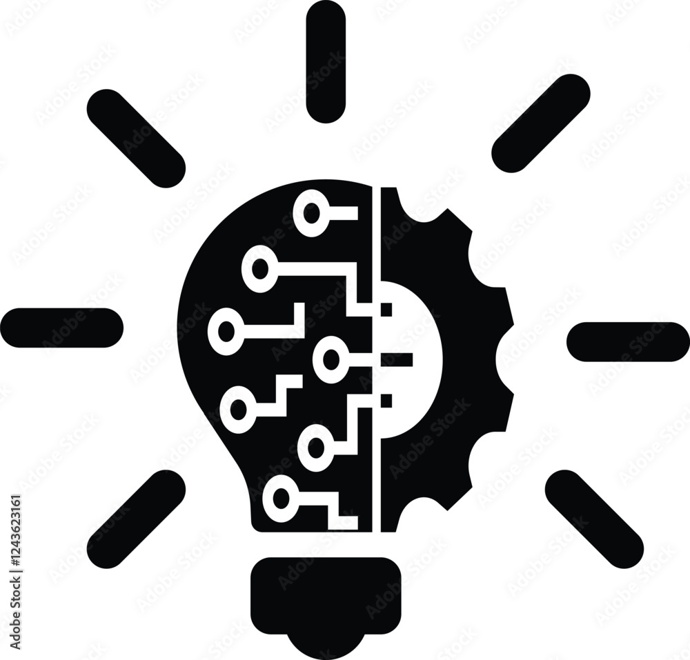 Innovation icon, creative idea icon with setting, 