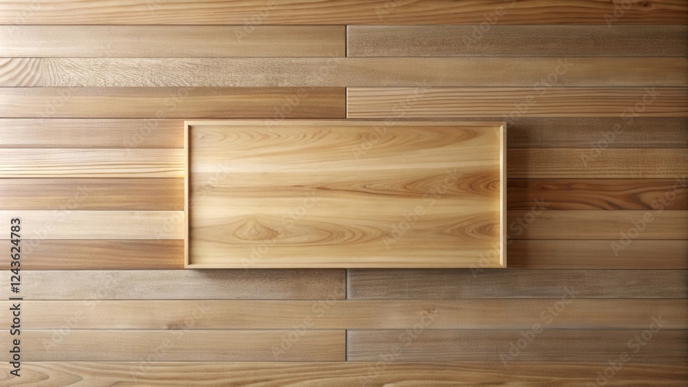 Fototapeta premium Simple Wooden Frame on a Wood Panel Wall