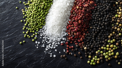 A neat arrangement of whole cubeb peppercorns in dark gray placed on a smooth white surface, their unique textures clearly visible.