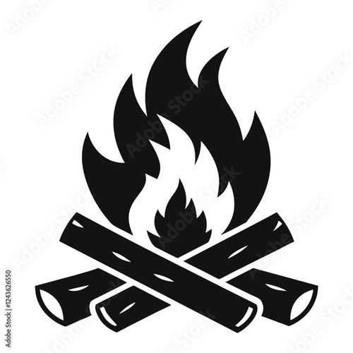 black campfire or bonfire icon. flat simple trend modern logotype graphic art design isolated element. concept of outdoor recreation with friends or minimal label for camper like bright flame
