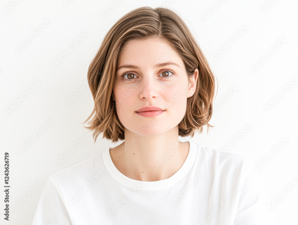 Portrait of a young woman studio minimalist front view beauty Portrait of a young woman studio minimalist front view beauty