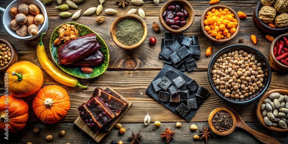 Fototapeta premium Autumnal Harvest Bounty An Array of Seasonal Ingredients and Treats