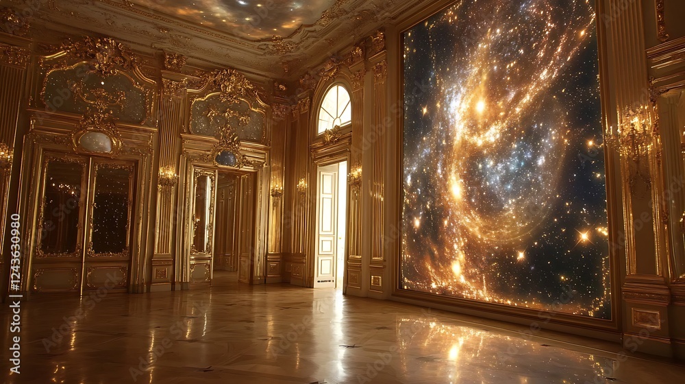 Obraz premium A holographic representation of an alien solar system floating in a science lab