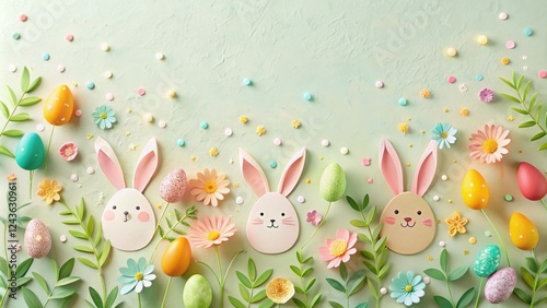 Pastel Easter Bunnies and Eggs Festive Springtime Arrangement