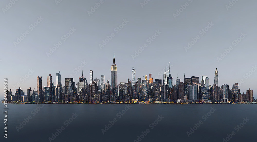 High-Definition Night Skyline of New York City with Clipping Path on White Background High-Definition Night Skyline of New York City with Clipping Path on White Background
