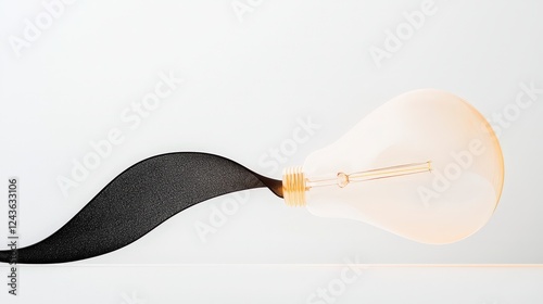 Creative Light Bulb Design with Wave Motif and Minimalist Background photo