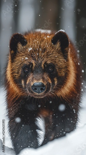 HD Phone Wallpaper Wolverine in Winter Wonderland Majestic Close up of a Wolverine in Snow photo