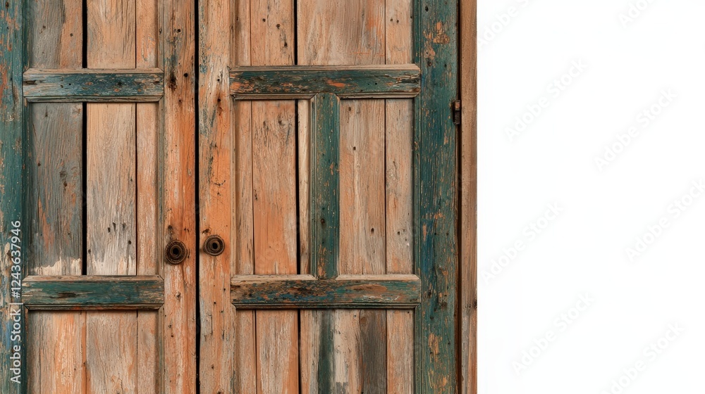 Rustic Wooden Door with Weathered Paint and Unique Character Rustic Wooden Door with Weathered Paint and Unique Character