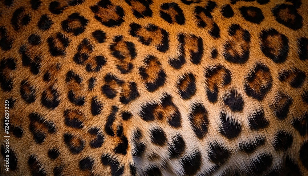 Detailed close-up of a leopard's fur showcasing its unique pattern and texture in natural light Detailed close-up of a leopard's fur showcasing its unique pattern and texture in natural light