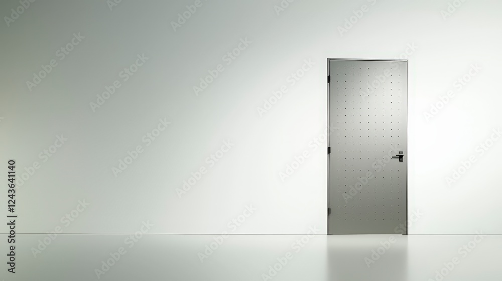 Sleek Silver Door on Minimalist Wall with Smooth Floor Finish Sleek Silver Door on Minimalist Wall with Smooth Floor Finish