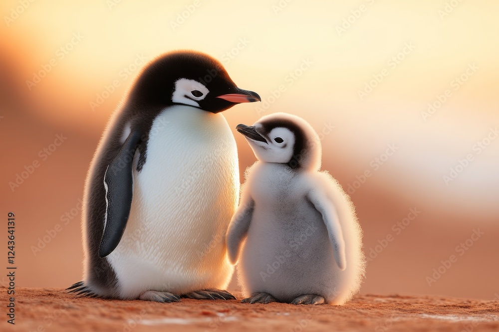 Fototapeta premium A scientist in Antarctica studying the impact of climate change on penguin populations