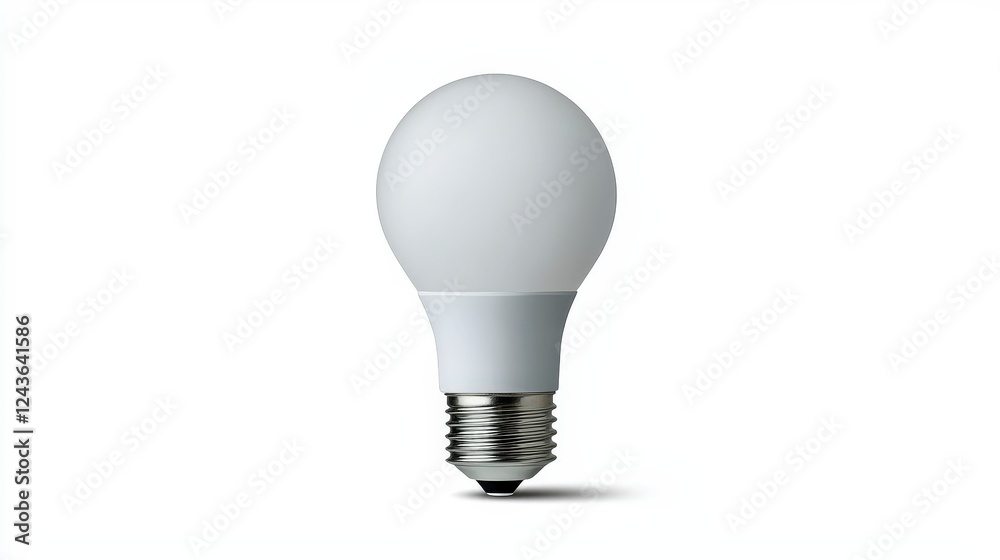 White LED Light Bulb on a Minimalist White Background White LED Light Bulb on a Minimalist White Background