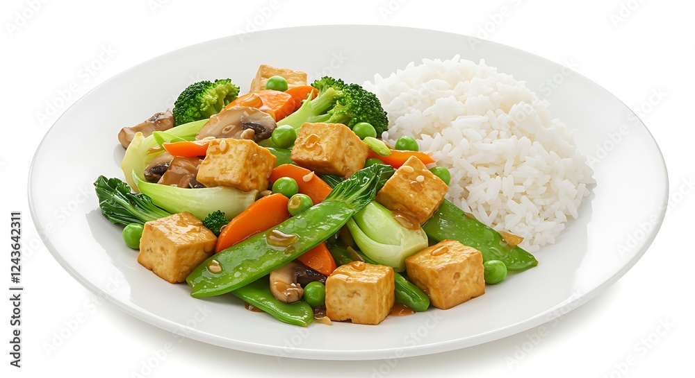 Savory Tofu and Vegetable Stir-fry with Rice: A Vibrant Asian Dish Savory Tofu and Vegetable Stir-fry with Rice: A Vibrant Asian Dish