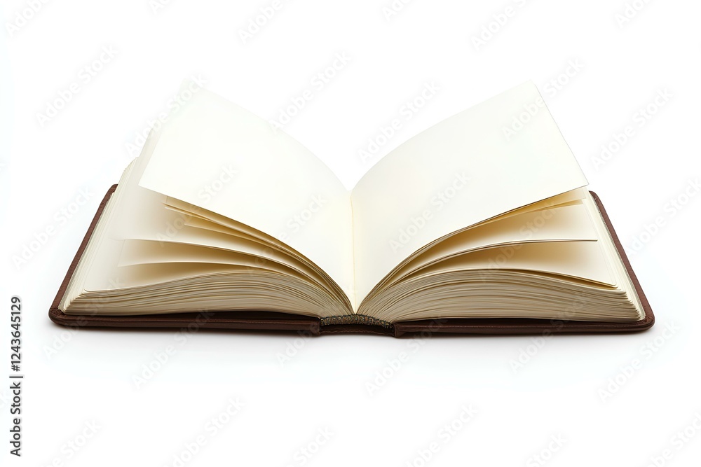 Opened notebook on white background Opened notebook on white background