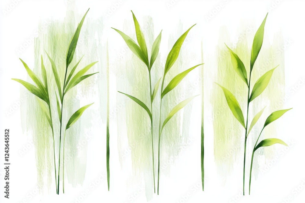 Obraz premium Delicate Palm Trees with Bright Green Fronds against a Soft Watercolor Background