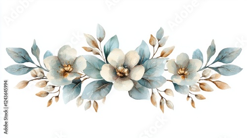 Elegant Vintage Frame with Floral Details in Soft Watercolor Style