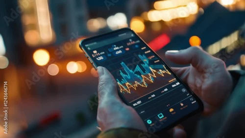 Wallpaper Mural Hands holding smartphone displaying a business graph, representing trading, investments, and financial growth. Concept of modern business, technology, analytics, and economic trends Torontodigital.ca