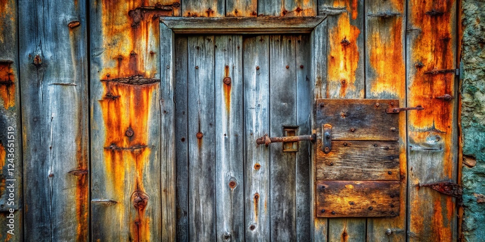 Surreal Rustic Gray Wood Door: Old Texture, Weathered Wood, Grunge Background Surreal Rustic Gray Wood Door: Old Texture, Weathered Wood, Grunge Background