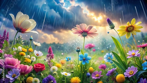 Surreal Spring Showers: Ethereal Flowers Bloom After the Rain