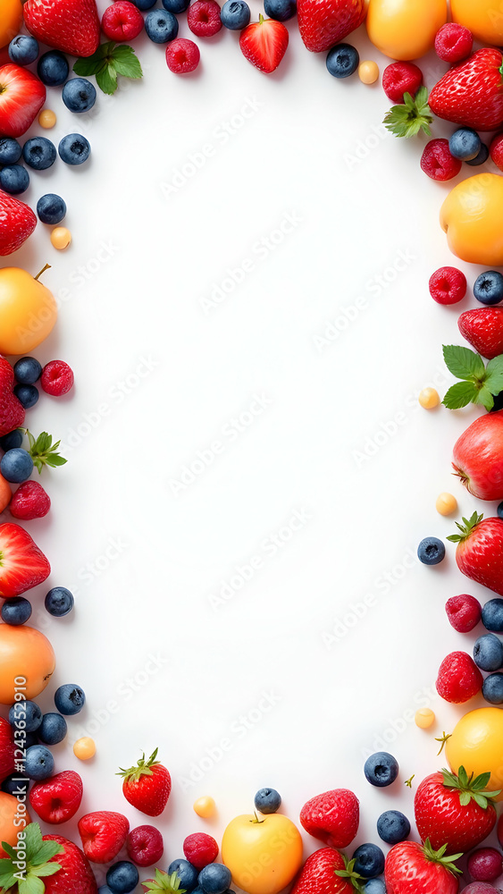 Sweet fruits border frame copy space area Sweet fruits border frame copy space area