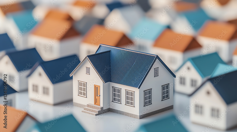 Miniature houses with colorful roofs, representing home ownership Miniature houses with colorful roofs, representing home ownership