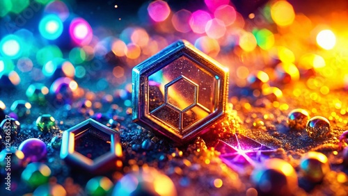 Tennessine (Ts) Chemical Element Bokeh Abstract Background - Stock Photo photo