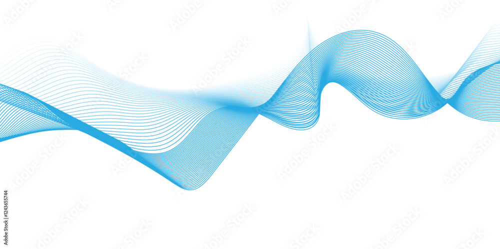 Fototapeta premium Abstract gradient blue wave stripe blend Technology minimal wavy pattern, stylish line and web background. vector design speed lines on transparent ribbon isolated Undulate Wave Swirl, background.