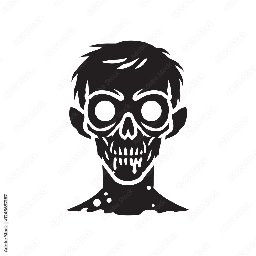 Fototapeta premium Zombie with missing jaw silhouette