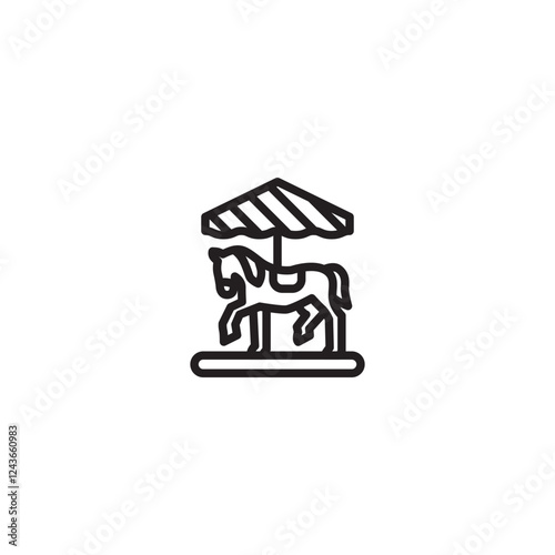 Carousel icon. Amusement park ride graphic. Minimalist carousel line icon. Fun activity icon.