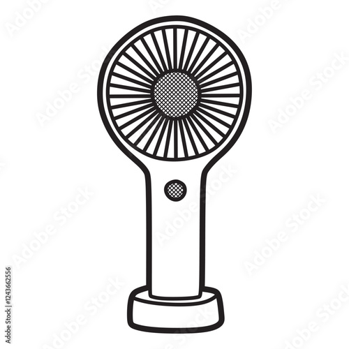 vector hand fan with stand black and white