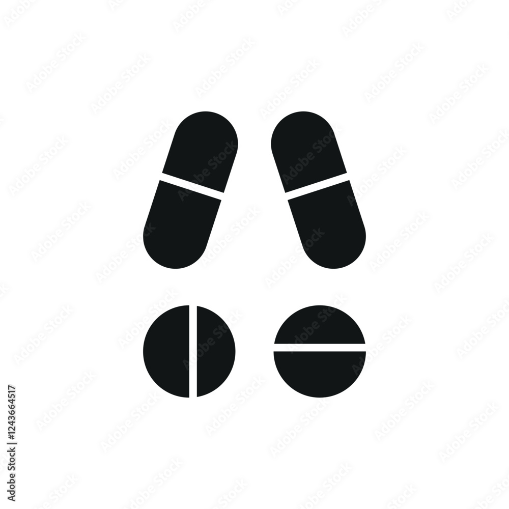 Pill medical icon is a simple vector illustration of a capsule and tablet, perfect for representing medication Pill medical icon is a simple vector illustration of a capsule and tablet, perfect for representing medication