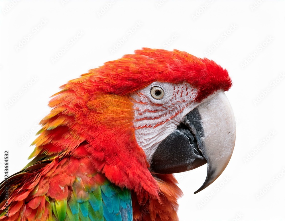Obraz premium colorful macaw parrot with vibrant feathers isolated on white background ideal for tropical and exotic design projects