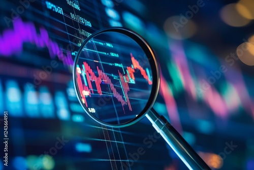 Magnifying Glass Analyzing Stock Market Decline