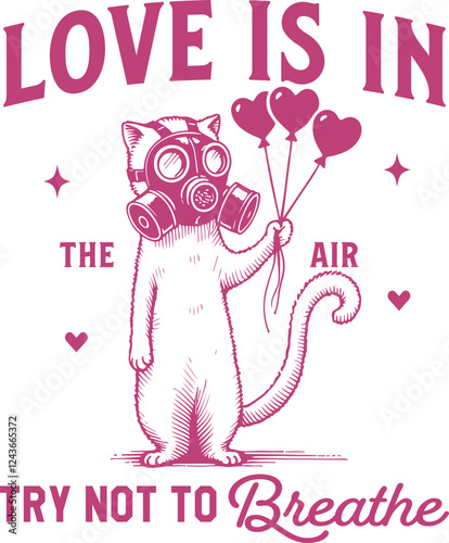 Love Is In The Air Try Not To Breathe Quotes, Funny Cat Valentine Shirt Design, Anti Valentine Club, Hate Valentine Svg photo