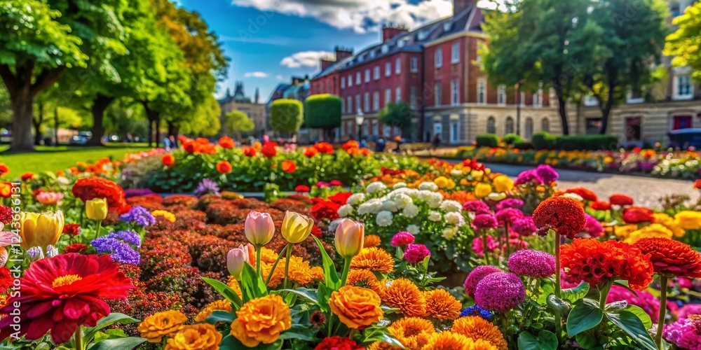 Obraz premium Vibrant Macro Photography of Merrion Square, Dublin - Flowers & Details