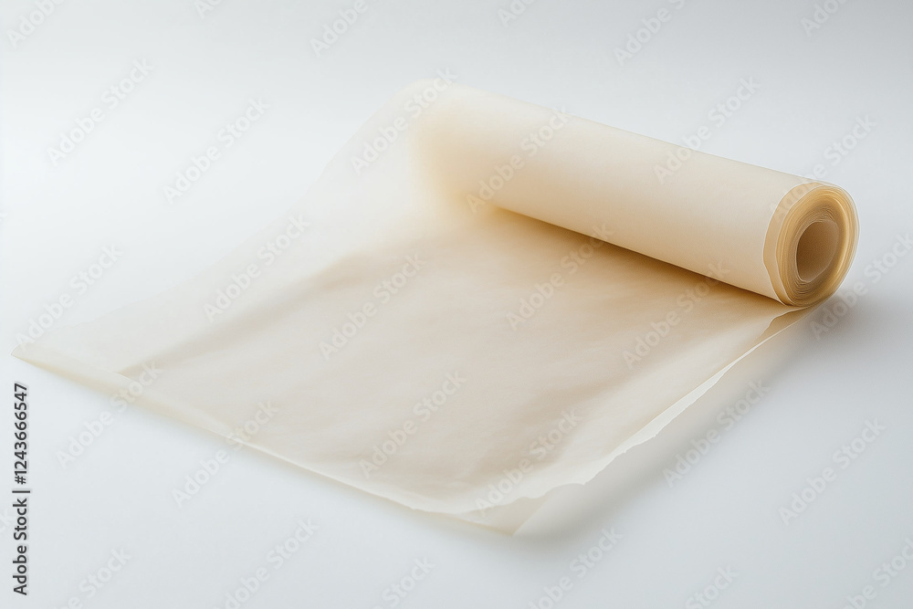 Greaseproof Paper for Safe Food and Medical Packaging Solutions, isolated, clear light background Greaseproof Paper for Safe Food and Medical Packaging Solutions, isolated, clear light background