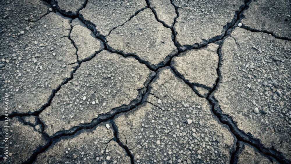 Fototapeta premium Arid Land Texture Deep Cracks in Dry, Parched Earth