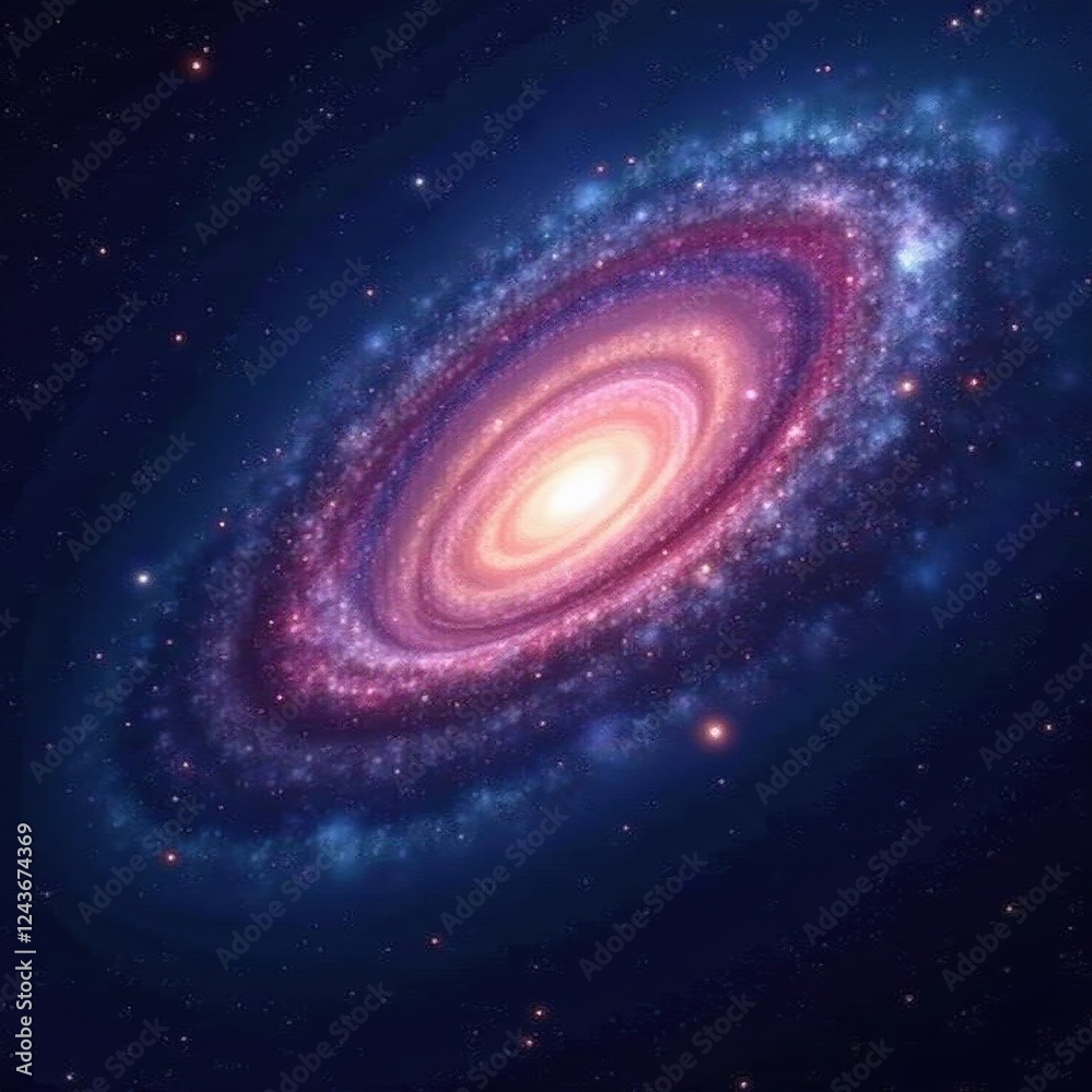 Naklejka premium Distant galaxies, swirling nebulae, infinite darkness, glowing, night, vibrant