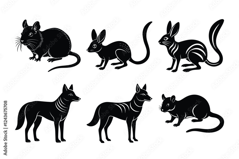 set of black animals 