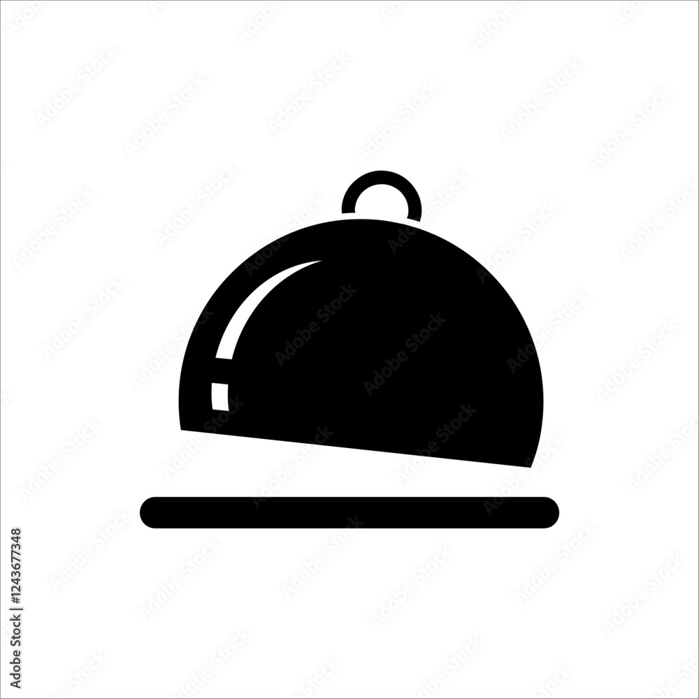 Fototapeta premium Food platter icon. Restaurant sign. Food platter symbol pictogram. Waiter symbol isolated on white background. 