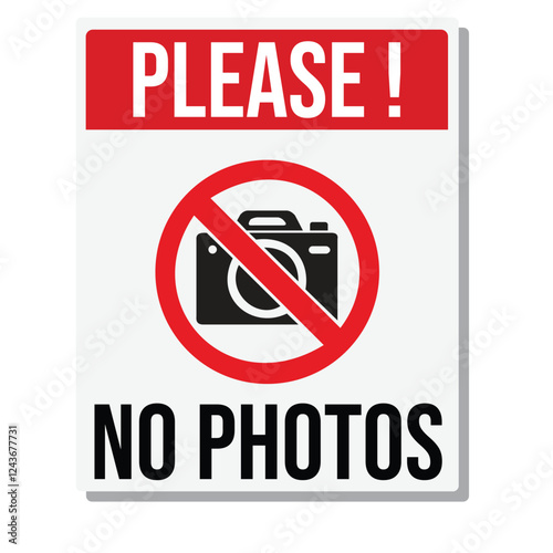 Please No Photos Warning Signage vector illustration
