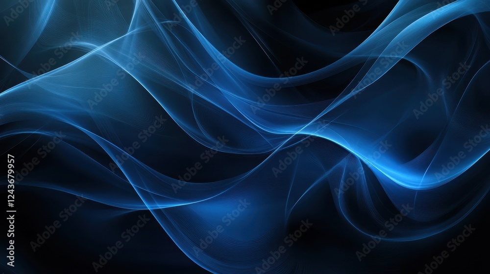 Obraz premium Abstract Blue Wave Background with Glowing Particles