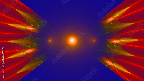 Obraz na płótnie Sfondo blu con spirale di luce al centro e forme colorate laterali w salonie