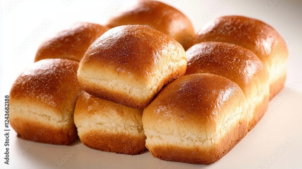 A delicious arrangement of freshly baked, golden brown dinner rolls. These soft, fluffy buns are perfect for any meal, providing a warm and inviting touch to the dining experience. A delicious arrangement of freshly baked, golden brown dinner rolls. These soft, fluffy buns are perfect for any meal, providing a warm and inviting touch to the dining experience.