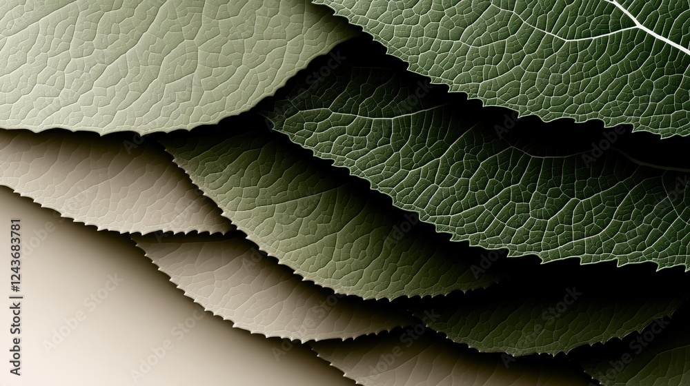 Obraz premium depiction of layered leaves fading into gradient tones