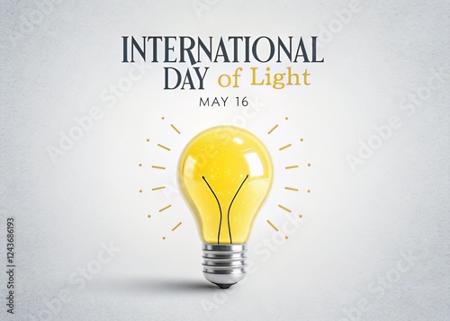 International Day of Light concept with glowing light bulb