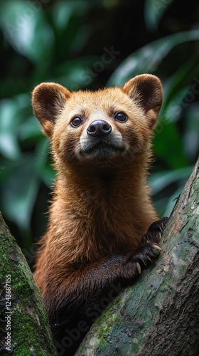 HD Phone Wallpaper Majestic Bush Dog Portrait Adorable Canine in Lush Tropical Rainforest Habitat
