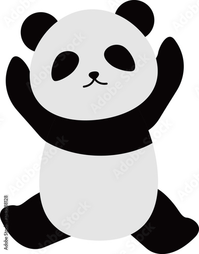両手を上げているかわいいパンダさんのイラスト
